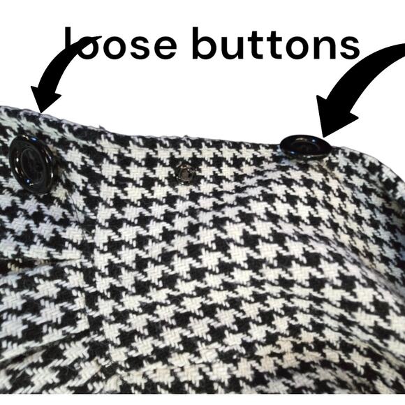 Bitten Houndstooth Wool Blend Coat Small Black & White Peacoat  Sex in the City - Picture 3 of 7